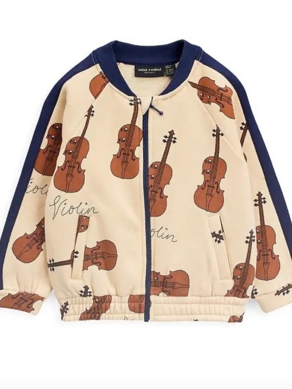 Mini Rodini boys Organic cotton violin Track Bomber Jacket
